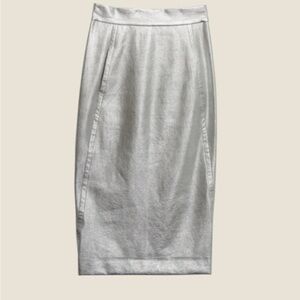 Donna Karan metallic silver midi skirt